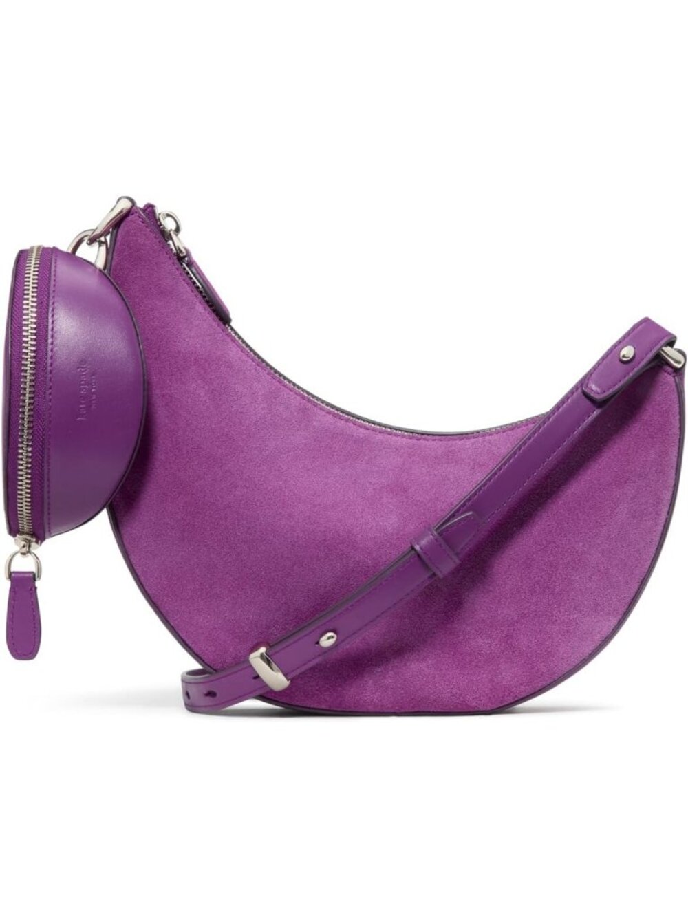 Women's Purple Leather Duo Crossbody Bag Adjustable Strap Shoulder Purse